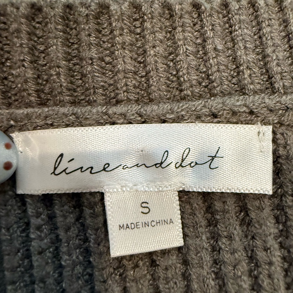 Line & Dot Women's Taupe Crewneck Ribbed Sweater - Picture 2 of 2